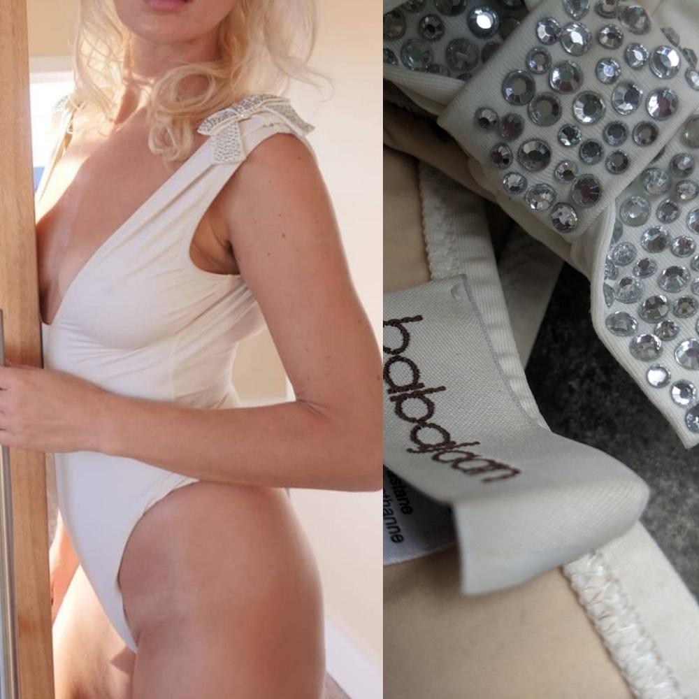 Babajaan rhinestone gigi hadid bow made in italy swimsuit xs